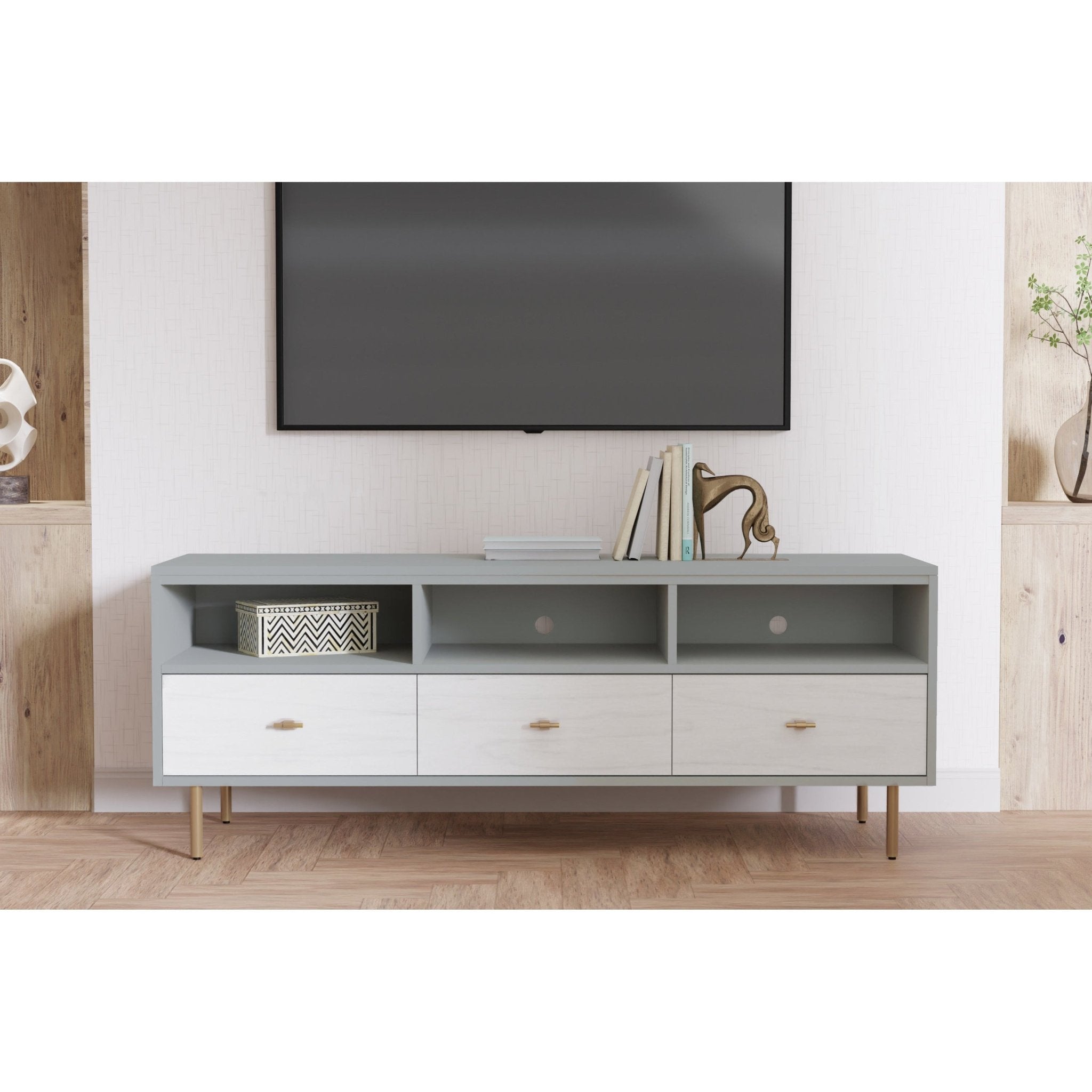 Saige TV Console, Weathered White